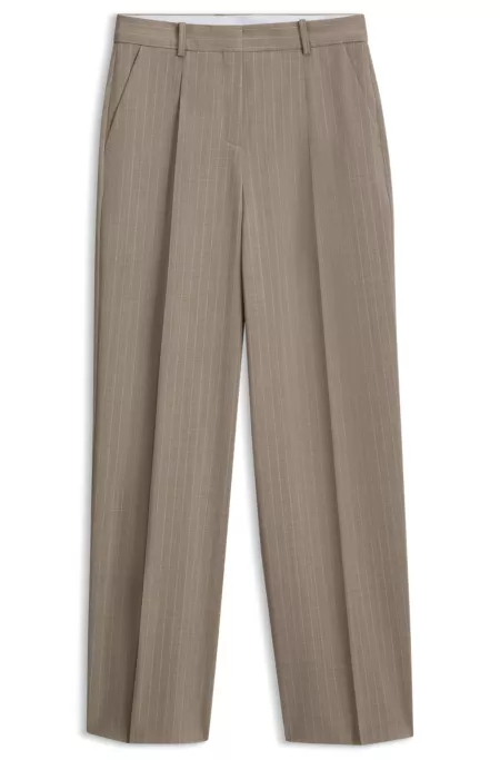 Pantalon Regular à jambes larges en laine vierge à rayures tennis