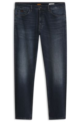 Straight-leg regular-fit jeans in stretch cotton, Dark Blue