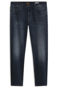 Straight-leg regular-fit jeans in stretch cotton, Dark Blue