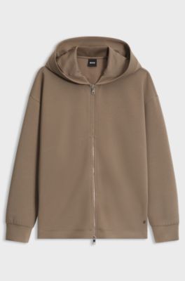 Loose-fit hoodie in scuba jersey, Light Brown