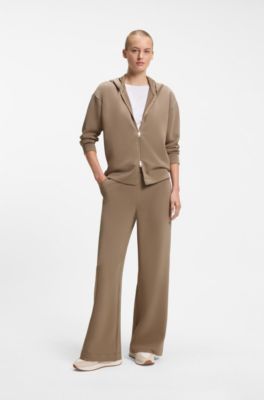 Loose-fit hoodie in scuba jersey, Light Brown
