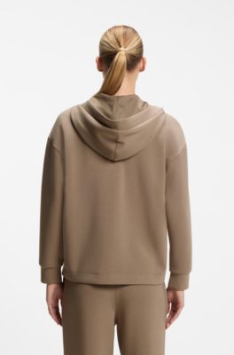 Loose-fit hoodie in scuba jersey, Light Brown
