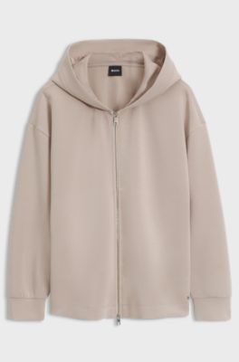 Loose-fit hoodie in scuba jersey, Light Beige