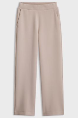 Relaxed-fit wide-leg trousers in scuba jersey, Light Beige