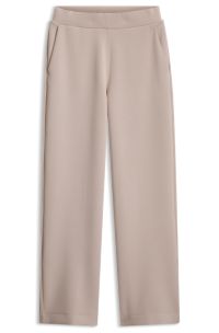 Relaxed-fit wide-leg trousers in scuba jersey, Light Beige