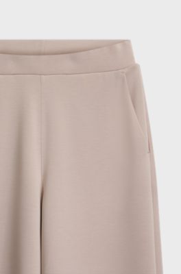 Relaxed-fit wide-leg trousers in scuba jersey, Light Beige