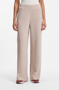 Pantalones relaxed fit de pernera ancha en punto scuba, Beige claro