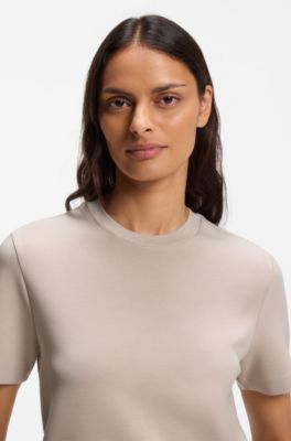 Scuba-jersey T-shirt with embroidered Double B monogram, Light Beige