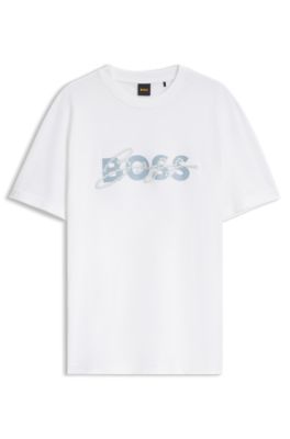 Cotton jersey T-shirt with nautical embroidery, White