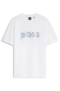 Cotton jersey T-shirt with nautical embroidery, White