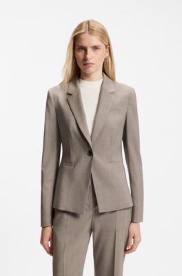Slim fit-kavaj i ull, Ljusbrun