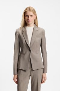 Blazer slim fit de lana, Marr&oacute;n claro