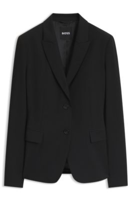 Slim-fit virgin-wool blazer, Black