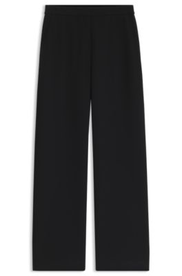 Regular-fit wide-leg trousers in Japanese crepe, Black
