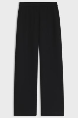 Regular-fit wide-leg trousers in Japanese crepe, Black
