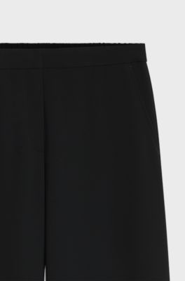 Regular-fit wide-leg trousers in Japanese crepe, Black