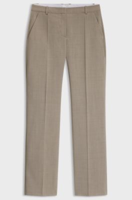 Regular-fit formal trousers in virgin wool, Light Brown