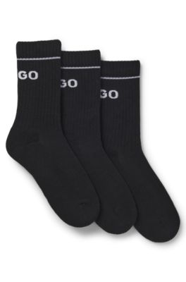 Three-pack quarter-length cotton-blend socks, Black