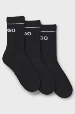 Three-pack quarter-length cotton-blend socks, Black