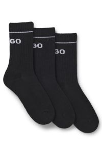 Three-pack quarter-length cotton-blend socks, Black