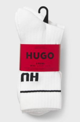 Three-pack quarter-length cotton-blend socks, White
