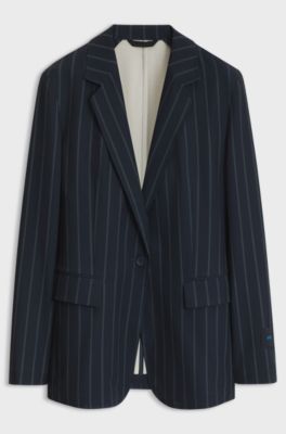 BOSS x AO pinstripe blazer, Patterned Dark Blue