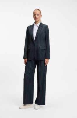 BOSS x AO pinstripe blazer, Patterned Dark Blue