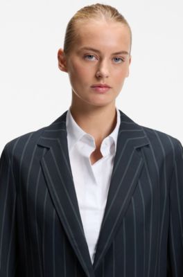 BOSS x AO pinstripe blazer, Patterned Dark Blue