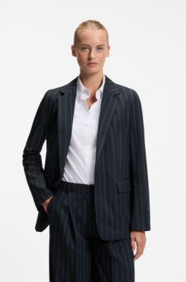 BOSS x AO pinstripe blazer, Patterned Dark Blue