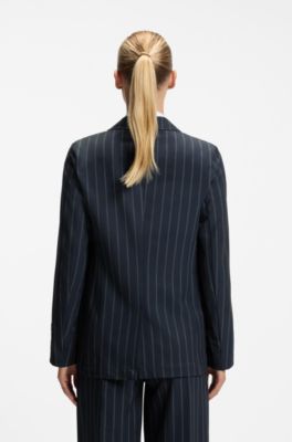BOSS x AO pinstripe blazer, Patterned Dark Blue