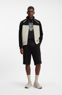 BOSS x AO zip-up sweatshirt, Black / Beige