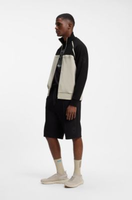 BOSS x AO zip-up sweatshirt, Black / Beige
