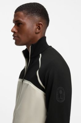 BOSS x AO zip-up sweatshirt, Black / Beige
