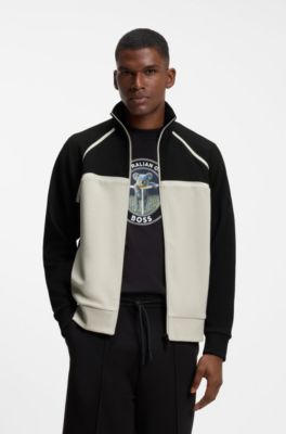 BOSS x AO zip-up sweatshirt, Black / Beige