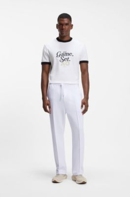 BOSS x AO piqu&eacute; tracksuit bottoms, White