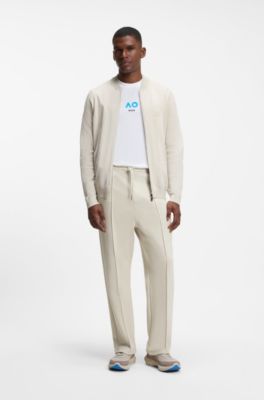 BOSS x AO piqu&eacute; tracksuit bottoms, Light Beige