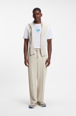 BOSS x AO piqu&eacute; tracksuit bottoms, Light Beige