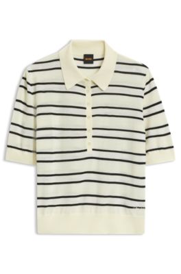 Short-sleeved knitted sweater in a virgin-wool blend, Patterned