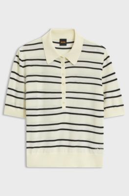 Short-sleeved knitted sweater in a virgin-wool blend, Patterned