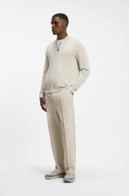 BOSS x AO zip-up cardigan, Light Beige