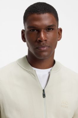 BOSS x AO zip-up cardigan, Light Beige