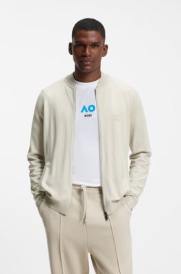 BOSS x AO zip-up cardigan, Light Beige