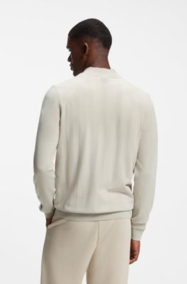 BOSS x AO zip-up cardigan, Light Beige