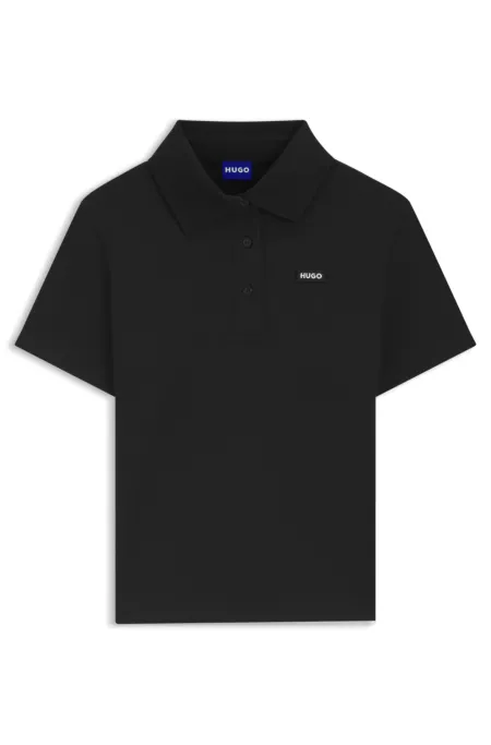 Knit polo in stretch-cotton piqué with logo badge