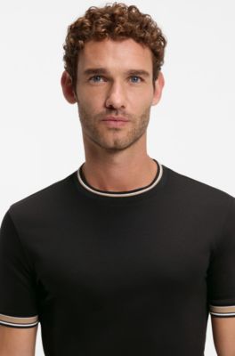 Men's slim-fit T-shirt in cotton, Black