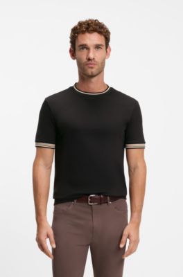 Men's slim-fit T-shirt in cotton, Black