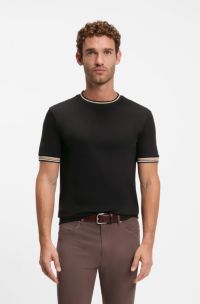 Men's slim-fit T-shirt in cotton, Black