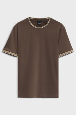 Men's slim-fit T-shirt in cotton, Dark Brown