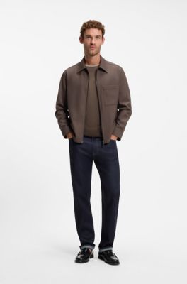 Men's slim-fit T-shirt in cotton, Dark Brown