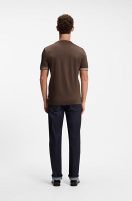 Men's slim-fit T-shirt in cotton, Dark Brown